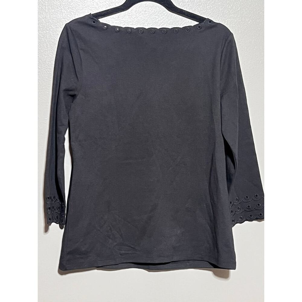 NWT Talbots Black Eyelet Topβ Cotton Mix Small